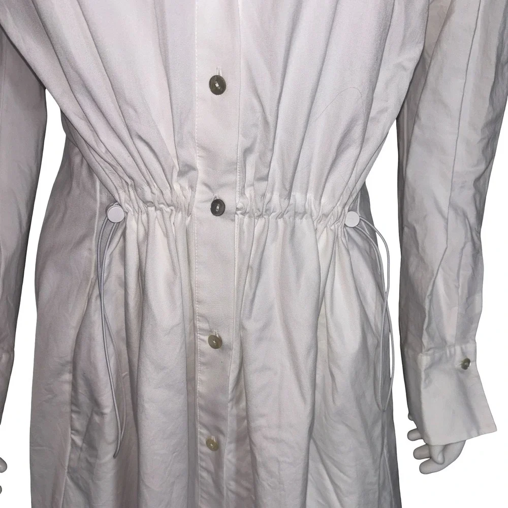 Vince White Adjustable Drawstring Waist Long Sleeve Shirt Dress Medium Casual - Picture 4 of 8